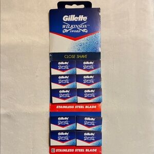 Gillette Wilkinson Sword Razor Blades - 10 Packs of 5 Stainless Steel Blades
